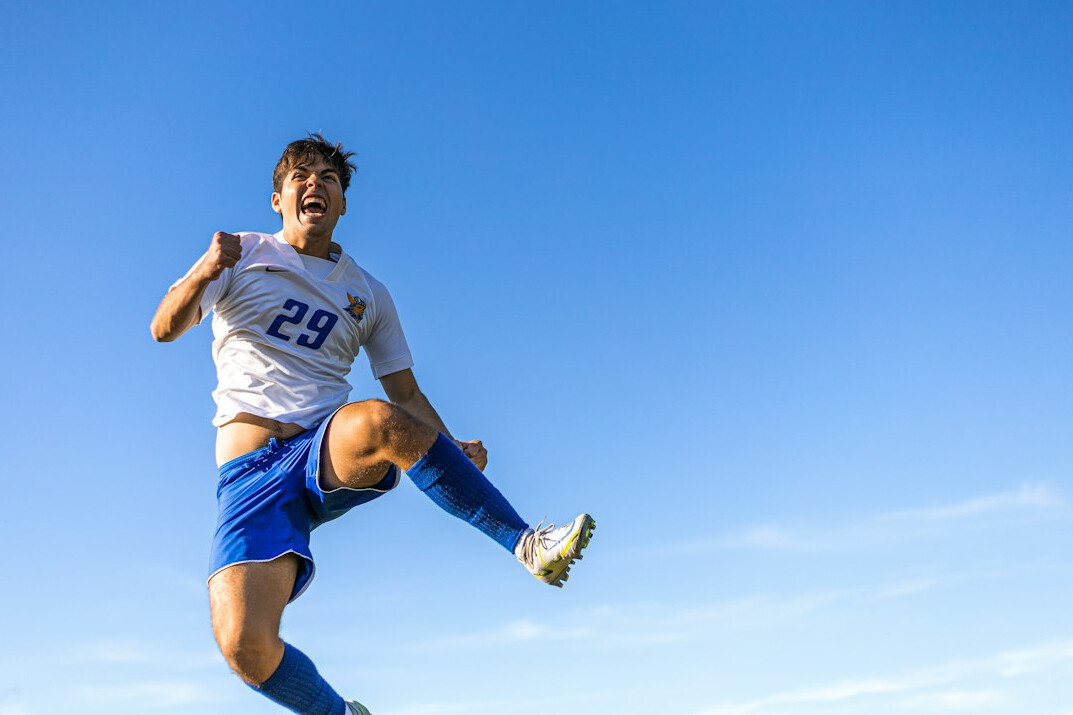 soccer player training on field