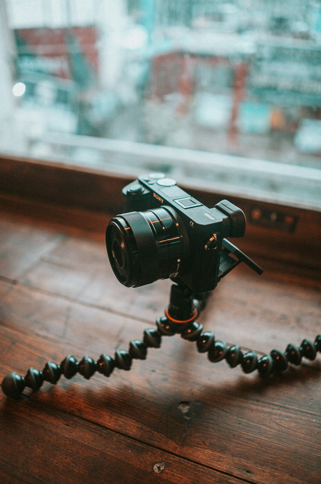 Camera on a tripod for content creation