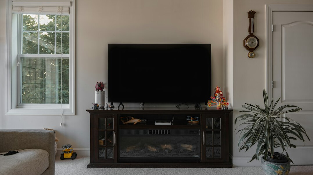 Television set in a cozy living room