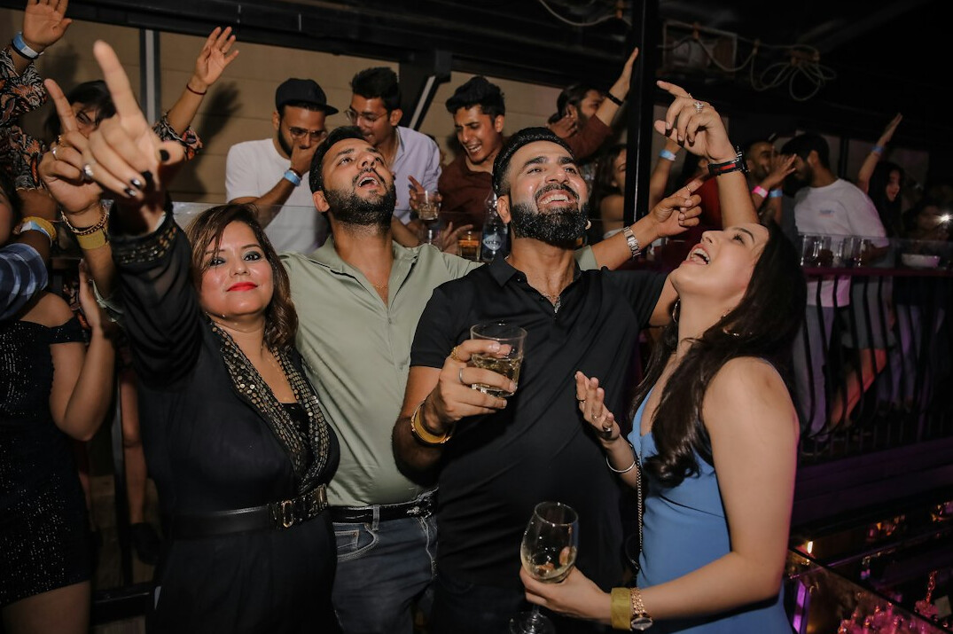 group of friends at party